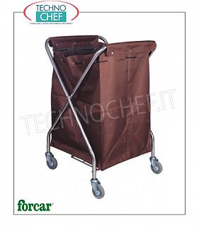 Laundry trolleys Foldable linen trolley, brand FORCAR, with canvas bag and swivel wheels, dim.mm.620x640x1000h