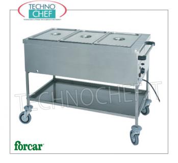 FORCAR - Technochef, Dry Hot Cart, Mod.CTS1757 Dry thermal trolley in stainless steel, FORCAR, with tank for 1 Gastro-Norm 1/1 container, h 200 mm (excluded) and lower shelf, adjustable thermostat +30°/+90°C, V.230/1, Kw .1,00, dim.mm.560x650x850h