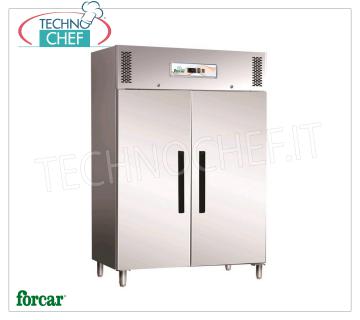 Forcar - 2-door refrigerator cabinet, stainless steel 430, lt. 1173, ventilated, temp. -2 ° / + 8 ° C, mod.G-ECV1200TN Refrigerated Cabinet 2 Doors, Professional, lt. 1173, Ventilated, Temp. -2 ° / + 8 ° C, ECOLOGICAL in Class C, Gas R290, Gastronorm 2/1, V.230 / 1, Kw.0,4, Weight 180 Kg, dim.mm.1340x810x2000h