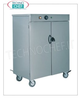 FORCAR - Carrelli scaldapiatti with 2 porte, Temp. from +30° to +90° C. Wheeled plate warmer cabinet in stainless steel, structure with insulated double skin doors, capacity 60 plates, 1 intermediate shelf, adjustable temperature from +30° to +90°C, V.230/1, Kw.0,8, dim.mm .390x420x950h