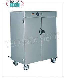 FORCAR - Carrelli scaldapiatti with 2 porte, Temp. from +30° to +90° C. Wheeled plate warmer cabinet in stainless steel, structure with insulated double skin doors, capacity 60 plates, 1 intermediate shelf, adjustable temperature from +30° to +90°C, V.230/1, Kw.0,8, dim.mm .390x420x950h