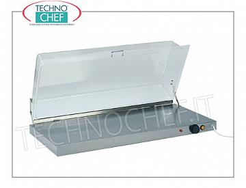 Stainless steel hot plates HOT STEEL STAINLESS STEEL FLOOR WITH CUPOLA in PLEXIGLASS, adjustable temperature from + 30 ° to + 90 ° C, V.220 / 1, Kw.0,45, dim.mm.900x450x200h