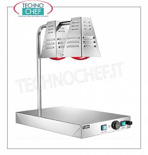 Hot plate with 2 infrared heating lamps HOT STAINLESS STEEL TOP with 2 INFRARED LAMPS of W.250 each, adjustable temperature from + 30 ° to + 90 ° C, V.230 / 1, Kw.0,75, dim.mm.600x400x680h