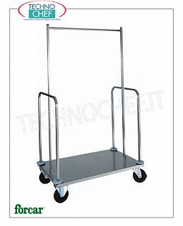 Forcar - CLOTHES AND LUGGAGE RACK / LUGGAGE RACK, art. PVI4024 Clothes trolley and valet stand, FORCAR brand, with stainless steel tube structure and stainless steel plate, dim.mm.1000x560x1600h