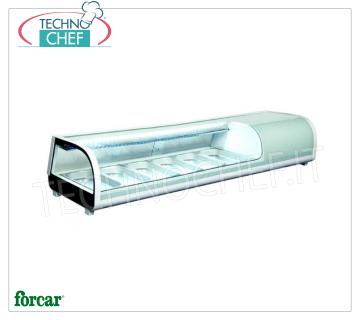 Refrigerated Display Case for Sushi, capacity 6 GN 1/3 pans, Class C, FORCAR brand REFRIGERATED DISPLAY CASE for SUSHI, FORCAR brand, capacity 6 GN 1/3 trays, operating temperature 0°/+12°C, Class C, V.230/1, Kw.0,19, dim.mm.1529x420x265h