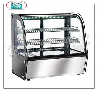 Hot counter display cases WINDOW DISPLAY DISH WASHER, brand FORCAR, Temperature Adjustable from + 30 ° to + 90 ° C, ventilated, with 2 intermediate shelves, sliding glass on the operator side, lighting, capacity 100 lt, V.230 / 1, Kw.1, 1, outside dimensions mm.710x460x670h