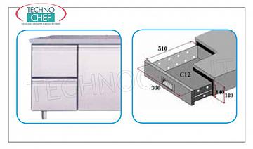 Chest of drawers with 2 drawers Chest of drawers with 2 drawers with fully extractable telescopic guides in stainless steel for mod. TN