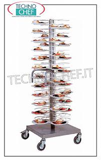 Plate trolleys ready PLASTIC-COATED STEEL DISH HOLDER TROLLEY with DUST-PROOF SHEET METAL base, capacity 96 plates, with PAINTED GRIDS for plates 18/23, with HANDLES, dimensions 600x600x1750h mm