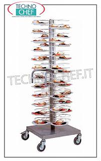 Plate trolleys ready PLASTIC STEEL PLATE TROLLEY with DUST-PROOF SHEET METAL base, capacity 96 plates, with PAINTED GRIDS for 18/23 plates, with HANDLES, dimensions 600x600x1750h mm