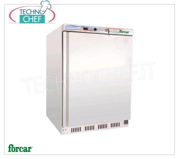 Forcar - 1 Door Refrigerated Cabinet, 130 lt, Static, Temp.+2°/+ 8°C, Class A, mod.G-ER200 1 Door Refrigerator Cabinet, Professional, external structure in white sheet metal, internal in ABS, lt.130, temp.+2°/+8°C, ECOLOGICAL in CLASS A, Gas R600a, Static with internal fan, V.230/1 , Kw.0,1, Weight 45 Kg, dim.mm.600x585x855h