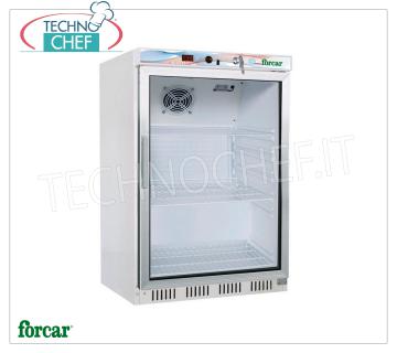 Technochef - FRIDGE DISPLAY CABINET for DRINKS, 1 Door, Static, Temp.+2°/+8°C, lt.130, Class B, Mod.G-ER200G Professional Refrigerator for Beverages, 1 Glass Door, external structure in white sheet metal, Static, temperature +2°/+8°C, capacity 130 litres, Class B, LED lighting, V. 230/1, Kw. 0.105, weight 44 kg, dim.mm.600x585x855h