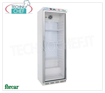 Technochef - FRIDGE display case for DRINKS, 1 Door, Static, Temp.+2°/+8°C, lt.350, Class B, Mod.G-ER400G Professional Beverage Refrigerator, ECO Line, 1 glass door, external structure in white sheet metal, Static, temperature +2°/+8°C, capacity 350 litres, Class B, V.230/1, Kw.0.185, Weight 69 Kg, dim.mm.600x585x1855h