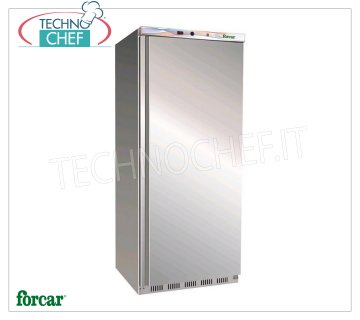 Forcar - 1 Door Refrigerated Cabinet, lt.555, Static, Temp.+2°/+8°C, Class C, mod.G-ER600SS 1 Door Refrigerator Cabinet, Professional, external structure in stainless steel, internal in ABS, 555 lt, Temp.+2°/+8°C, ECOLOGICAL in Class C, Gas R600a, Static with internal fan, V.230/1 , Kw.0,185, Weight 90 Kg, dim.mm.777x695x1895h