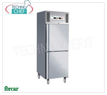 Forcar - Combined Fridge / Freezer Cabinet, 2 1/2 Doors, Ventilated, dual temperature, model G-GNV600DT 2-door combined fridge / freezer cabinet, Professional, stainless steel structure, lt. 237 + 237, double temperature -2 ° / + 8 ° C, -18 ° / -22 ° C, Ventilated, Gas R290, Gastronorm 2 / 1, Kw. 0,25 / 0,3, Weight 150 Kg, dim.mm.680x830x2010h