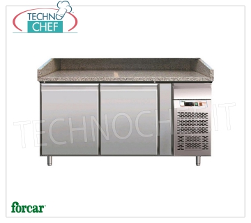 Refrigerated pizza counter 2 DOORS, GRANITE top, Ventilated, Class B REFRIGERATED PIZZA COUNTER 2 DOORS, GRANITE top temperature -2°/+8°C, Ventilated, ECOLOGICAL in CLASS B, GAS R290, V.230/1, Kw.0,26, Weight 257 Kg, dim.mm.1510x800x1000h