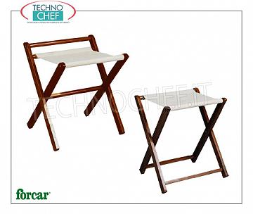 Technochef - Room suitcase stand Suitcase-Luggage rack with folding structure in walnut-colored wood, cotton towel, available in 2 VERSIONS, with or without side