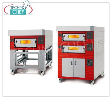 Electric modular pizza oven, CL CLASSIC line, entirely refractory chamber for 8 pizzas MODULAR electric pizza oven, for 8 pizzas diam. 300 mm, version with RUSTIC FRONT, CHAMBER COMPLETELY in REFRACTORY mm 600x1200x170h, V.400/3, Kw.8,5, Weight 200 Kg, external dimensions mm 1000x1560x400h