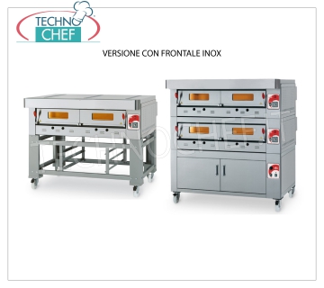 Modular gas pizza oven, ECO GAS line, room with refractory top for 4 pizzas MODULAR gas pizza oven, for 4 pizzas, version with FRONT PANEL, 610x640x150h mm CHAMBER with REFRACTORY TOP, 12000 Kcal / h heat output, Weight 120 Kg, external dimensions 960x1050x520h mm