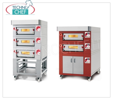 Modular electric pizza ovens with refractory cooking surface and foil chamber 