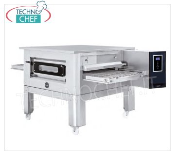 TECHNOCHEF - Electric Tunnel Pizza Oven with 500 mm belt, complete with support, Mod.TUNNELC/50 Electric tunnel pizza oven with 500 mm wide stainless steel mesh belt, ventilated cooking, yield 43 pizzas/hour max, complete with base support, V 400/3 + N, gross weight 318 kg, 14.2 kW - dim. mm. 1858x1210x500h