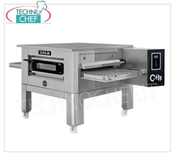 TECHNOCHEF - Gas Tunnel Pizza Oven with 650 mm belt, complete with support, Mod.TUNNELC/65GAS Gas tunnel pizza oven with 650 mm wide stainless steel mesh belt, ventilated cooking, yield 103 pizzas/hour max, complete with base support, Thermal Power 22.6 Kw, Gross Weight 387 Kg, dim.mm.2070x1375x560h
