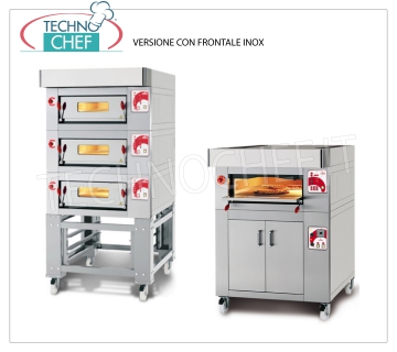 Modular electric pizza ovens, CL STAND Line, chamber for 6 pizzas with refractory surface MODULAR electric pizza oven, for 6 pizzas diam. 300 mm, version with STAINLESS STEEL FRONT, CHAMBER 600x900x170h mm with REFRACTORY TOP, V.400 / 3, Kw.7,2, Weight 145 Kg, dim. external mm 1000x1260x400h