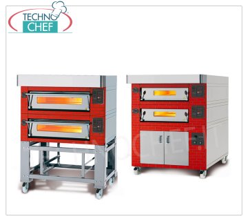 Electric modular pizza oven, EURO CLASSIC line, entirely refractory chamber for 9 pizzas MODULAR electric pizza oven, for 9 pizzas diam. 300 mm, version with RUSTIC FRONT, CHAMBER COMPLETELY in REFRACTORY mm 930x930x170h, V.400/3, Kw.9,5, Weight 200Kg, external dimensions mm 1320x1260x400h