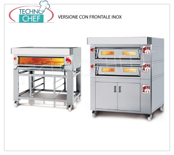 Electric modular pizza oven, EURO STAND line, room with refractory top for 12 pizzas MODULAR electric pizza oven, for 12 pizzas diam. 300 mm, version with FRONT PANEL, CAMERA from 1230x930x170h with TOP in REFRACTORY, V.400 / 3, Kw.12,5, Weight 220 Kg, external dimensions mm 1620x1260x400h