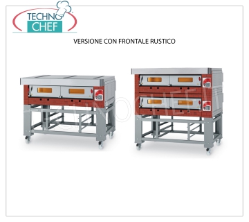 Modular gas pizza oven, ECO GAS line, room with refractory top for 4 pizzas MODULAR gas pizza oven, for 4 pizzas, version with RUSTIC FRONT, 610x640x150h CHAMBER with REFRACTORY TOP, 12000 Kcal / h thermal power, Weight 120 Kg, external dimensions 960x1050x520h mm
