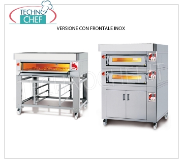 Electric modular pizza oven, EURO CLASSIC Line, entirely refractory chamber for 9 pizzas MODULAR electric pizza oven, for 9 pizzas diam. 300 mm, version with STAINLESS STEEL FRONT PANEL, FULLY REFRACTORY CHAMBER of 930x930x170h, V.400 / 3, Kw.9,5, Weight 200 Kg, external dimensions 1320x1260x400h mm