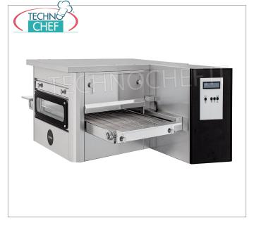 TECHNOCHEF - Pizza Tunnel Gas Oven with Wide Ribbon 400 mm, Mod.TUNNELC / 40GAS Gas tunnel pizza oven with 400 mm wide stainless steel mesh belt, ventilated cooking, 20 pizzas / hour maximum yield, Kw 10.4 Thermal Power, V.230 / 1, Gross Weight Kg 190, dim.mm.1425x1015x450h