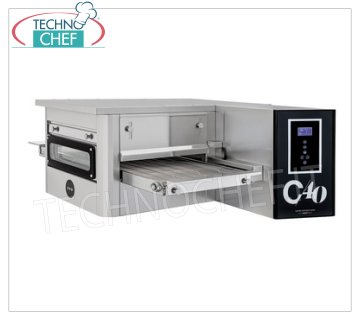 TECHNOCHEF - Electric Tunnel Pizza Oven with 400 mm wide belt, Mod.TUNNELC/40 Electric tunnel pizza oven with 400 mm wide stainless steel mesh belt, ventilated cooking, yield 26 pizzas/hour max, V 400/3 + N, Gross weight 163 Kg, 7.8 Kw, dim. mm. 1425x985x450h