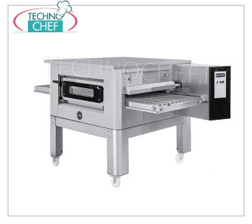 TECHNOCHEF - Electric Pizza Tunnel Oven with 500 mm Tape, complete with support, Mod.TUNNELC / 50 Electric tunnel pizza oven with 500 mm wide stainless steel mesh belt, ventilated cooking, 32 pizzas / hour yield max, complete with base support, V 400/3 + N, gross weight Kg 318, Kw 14.2 - dim. mm. 1858x1210x500h