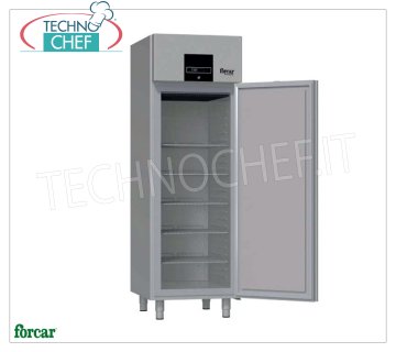 Forcar - 1 Door Freezer-Freezer Cabinet, 700 l, Ventilated, Class B, mod.FP70BT 1 Door Professional Energy Saving Freezer-Freezer Cabinet, 700 lt capacity, temperature -15°/-24°C, ventilated refrigeration, Gastronorm 2/1, ECOLOGICAL in Class B, Gas R290, V.230/1, Kw. 0.455, weight 121 kg, dim.mm.695x870x2120