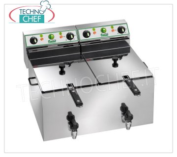 Fimar - ELECTRIC FRYER with TAP, 2 tanks of 12 + 12 lt, Model FR1010R ELECTRIC COUNTERTOP FRYER, 2 tanks of 12 + 12 liters equipped with drain cock, V.400 / 3 + N, Kw. 6,00 + 6,00, Weight 19,5 Kg, dim.mm.565x530x365h