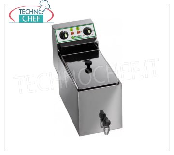 FIMAR - Technochef, Bench-top Electric Fryer, 1 tank of lt.8, Mod.FR8R ELECTRIC BENCH FRYER, 1 tank of 8 liters equipped with drain cock, V.230 / 1, Kw 3.00, dimensions mm. 270x490x365h.