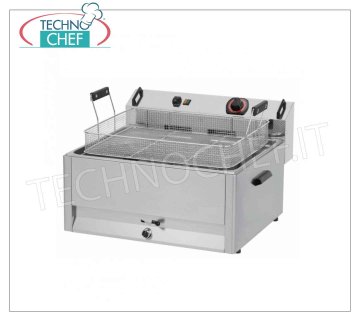 16 lt electric fryer for pastry, Mod. FPR16, Electric Fryer for Pastries, Single Tank, Capacity Lt 16, Production per hour: 15 Kg/h, 9000 W, 380 V, kg 15,8, dim. mm 535x435x395h