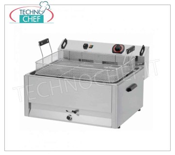 Electric Fryer 30 liters for Pastry, Mod. FPR30, Electric fryer for pastries, single well, capacity 30 litres, hourly production: 24 kg/h, 15 kw, 380-400 V, 25 kg, dim. mm 660x640x415h