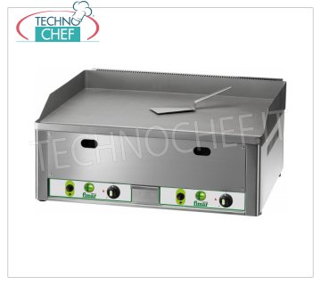 FIMAR - Professional Countertop Gas Fry Top, Double Smooth Plate, Mod.FRY2LM TABLE GAS FRY TOP, DOUBLE MODULE with INDEPENDENT CONTROLS, SMOOTH SANDBLASTED STEEL PLATE, METHANE GAS supply, LPG kit supplied, external dimensions. mm 665x600x300h
