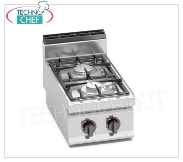 TECHNOCHEF - TOP 2 BURNERS GAS COOKER, Kw.9,5, Mod.G7F2BPW 2 BURNERS GAS COOKER TOP, BERTO'S, MACROS 700 Line, ECO POWER Series, thermal power Kw.9,5, Weight 21 Kg, dim.mm.400x700x290h