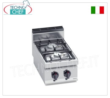 TECHNOCHEF - GAS STOVE 2 BURNERS TOP, Kw.9.5, Mod.G7F2BPW GAS STOVE 2 BURNERS TOP, BERTO'S, MACROS 700 line, ECO POWER series, thermal power Kw.9,5, Weight 21 Kg, dim.mm.400x700x290h