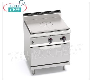 TECHNOCHEF - GAS SOLID TOP COOKER on GAS OVEN GN 2/1, Kw.17,8, Mod.G7TP+FG GAS SOLID TOP COOKER on GN 2/1 GAS OVEN, BERTOS, MACROS 700 Line, HIGH POWER Series, total thermal power 17.8 kW, weight 129, dim.mm.800x700x900h