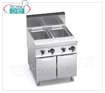 Technochef - GAS PASTA COOKER on CABINET, 2 Wells of 40+40 lt., MAXIMA 900 Line, Mod.G9CP80 GAS PASTA COOKER on MOBILE, BERTO'S, MAXIMA 900 line, 2 tanks of lt.40+40, independent controls, thermal power Kw.24,00, weight 94 Kg, dim.mm.800x900x900h
