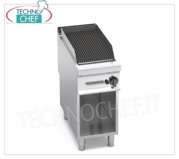 TECHNOCHEF - GAS LAVA STONE GRILL, 1 module on OPEN COMPARTMENT, MAXIMA 900 Line, Mod.G9PL40M/G GAS LAVA STONE GRILL, BERTOS, MAXIMA 900 Line, COMFORT POWER Series, 1 module on OPEN COMPARTMENT with COOKING ZONE mm 360x700, thermal power Kw.9,00, Weight 57 Kg, dim.mm.400x900x900h