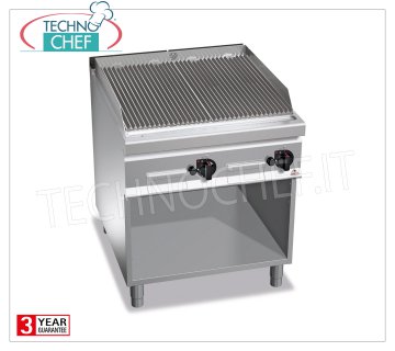 TECHNOCHEF - GAS STONE GRILL, DOUBLE module on DAY COMPARTMENT, Mod.G9PL80M / G GAS LAVA STONE GRILL, BERTO'S, MAXIMA 900 Line, COMFORT POWER Series, DOUBLE module on DAY COMPARTMENT with 760x700 mm COOKING AREA, INDEPENDENT CONTROLS, heat output Kw.18,00, Weight 100 Kg, dim.mm.800x900x900h