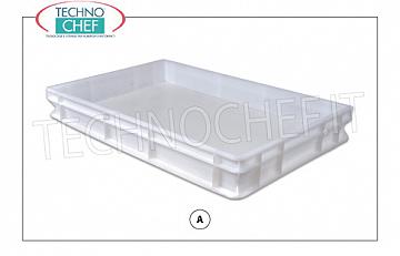 Boxes / container for pizza dough loaves, size 60x40x7h cm Stackable pizza bread box, in food-grade polyethylene, dim.mm.600x400x70h