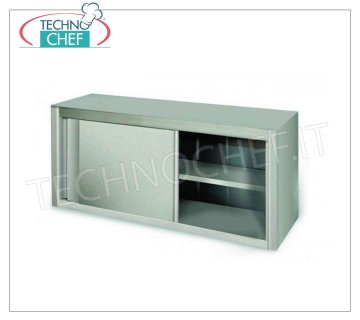 Stainless steel wall unit with sliding doors and intermediate shelf Aisi 304 stainless steel wall unit with sliding doors and intermediate shelf, dimensions mm.1000x400x650h