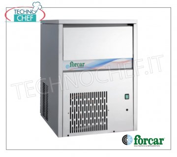 FORCAR - ICE MAKER in FULL CUBES, yield 40 kg/24 hours, 15 kg storage, Professional Full cube ice maker-maker, 15 kg storage, stainless steel exterior