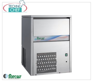 FORCAR - ICE MAKER in FULL CUBES, yield 60 Kg/24 hours, STORAGE 40 kg, Professional Full cube ice maker, yield 60 Kg/24 hours, storage 40 Kg, stainless steel exterior, Air-cooled version, V 230/1, Kw 0.78, dimensions mm 740x605x915h