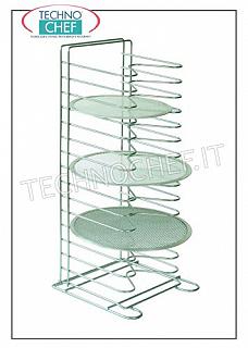 Table-top pizza / pastry tray-net holder with 15 Grilled Supports Vertical table pizza net holder with 15 SUPPORTS 35 mm pitch, for 15 nets up to 36 cm diameter, dim.mm.300x300x650h, price each - Available in packs of 4 pieces